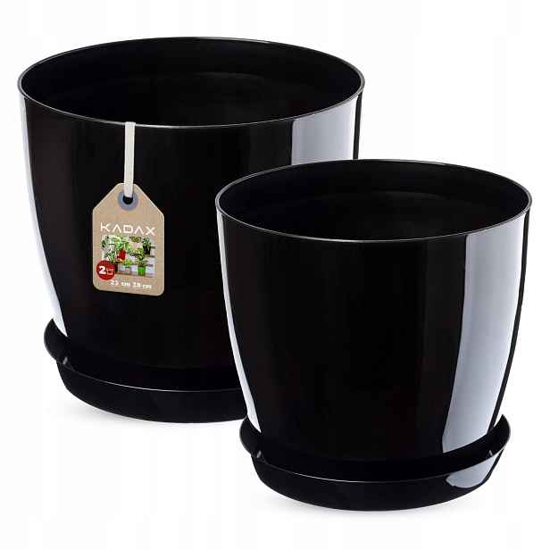 Květináč Černý Lesk Set 23+28 cm