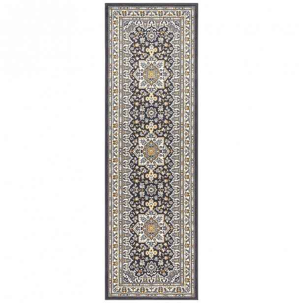 Tmavě šedý koberec Nouristan Parun Tabriz, 80 x 250 cm