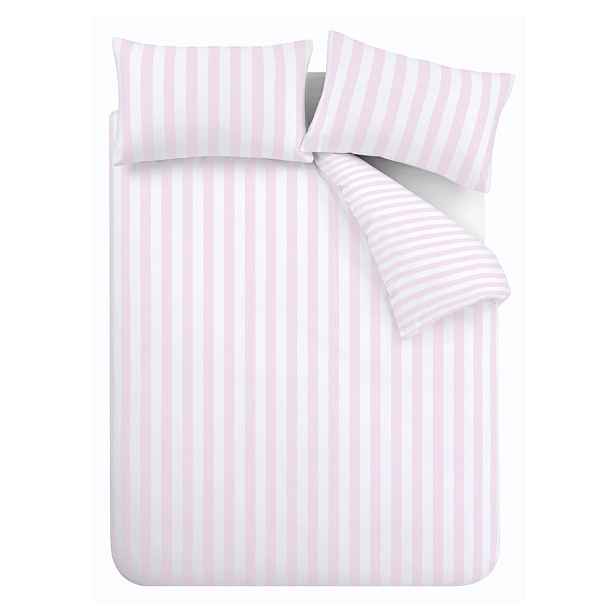 Bílé/růžové povlečení na dvoulůžko 200x200 cm Stripe Tease – Sassy B