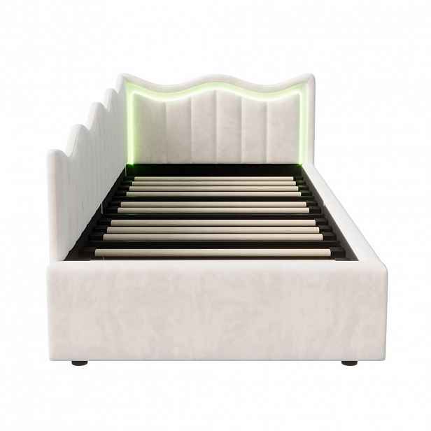 DĚTSKÁ POSTELKA/ROHOŽKA 90×200 cm Velvet White – Postel s LED osvětlením