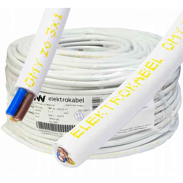 Kabel Omy 3x1mm 300/300V Cu měděné lanko 100 m kulatý