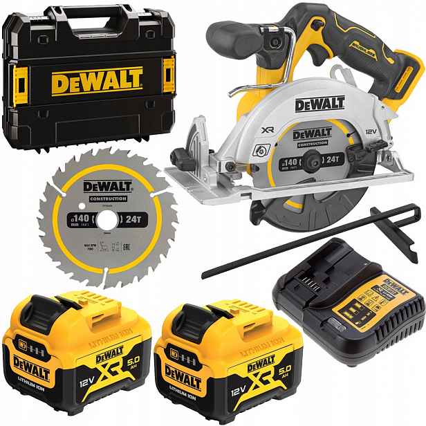 Kotoučová pila 12V 140 mm 2x5 Ah DeWALT DCS512P2
