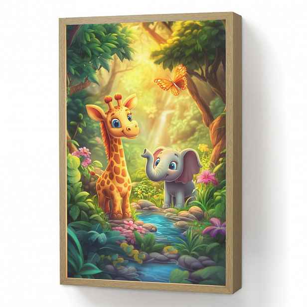 OnlyWow DOBÍJECÍ NOČNÍ LAMPIČKA Žirafa - slon - květiny - džungle 40x60 cm