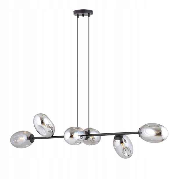 Stropní svítidlo Pandora 6-bodová grafitová, sklo, E14, Led 10W max