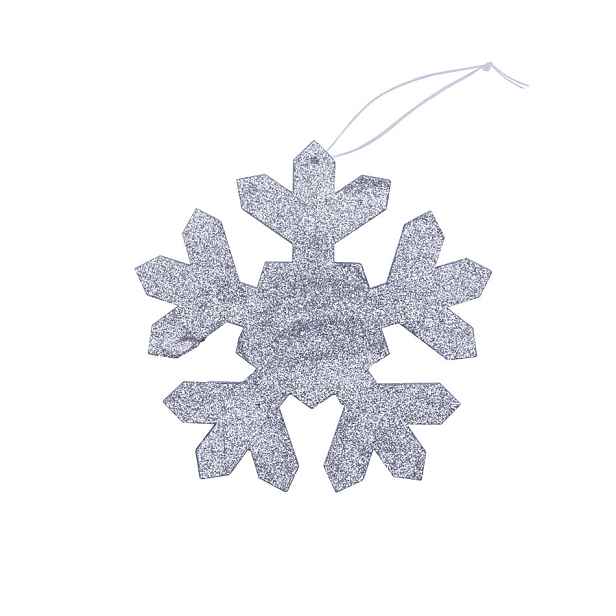 Vánoční ozdoba vločka I, pr. 15 cm, stříbrná, překližka, venkovní