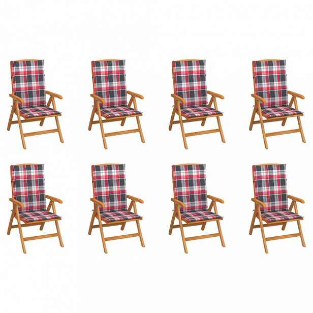 Zahradní židle 2 ks teak / látka Bílá / červená