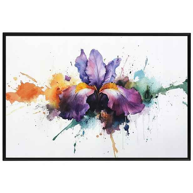 Plakát Rámeček Hliník Akvarel Příroda Květ Fialový Irys Splash 60x40