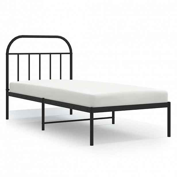 vidaXL Kovový rám postele s čelem černý 90 x 200 cm