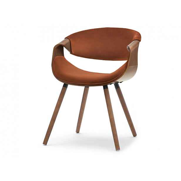 Designová jídelní židle SAROLTA - měděná / ořech