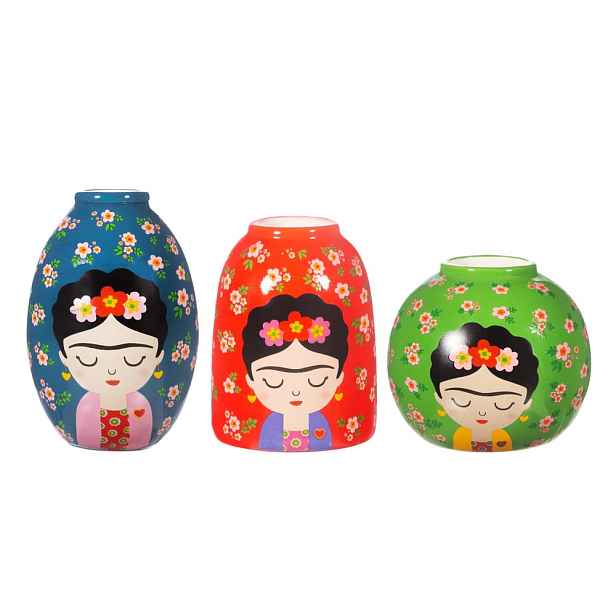 Keramické vázy v sadě 3 ks (výška 8 cm) Floral Frida – Sass & Belle