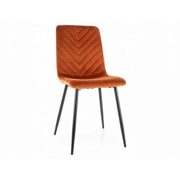 Křeslo Daren Velvet kovová konstrukce černá skořicová tkanina bluvel 4215
