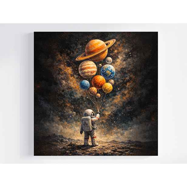 Obraz Na Plátně Canvas Sen Vesmír Cesta Planety Astronauta Balóny 50x50