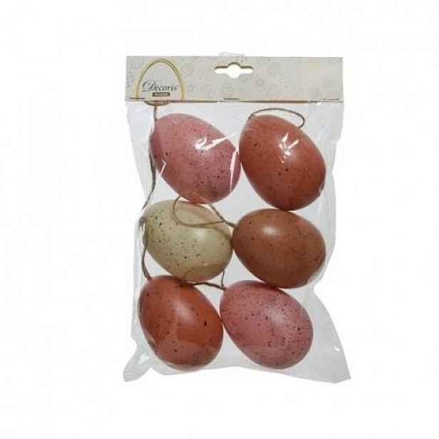 Ozdoba vejce kropenaté 6ks plast mix 6cm
