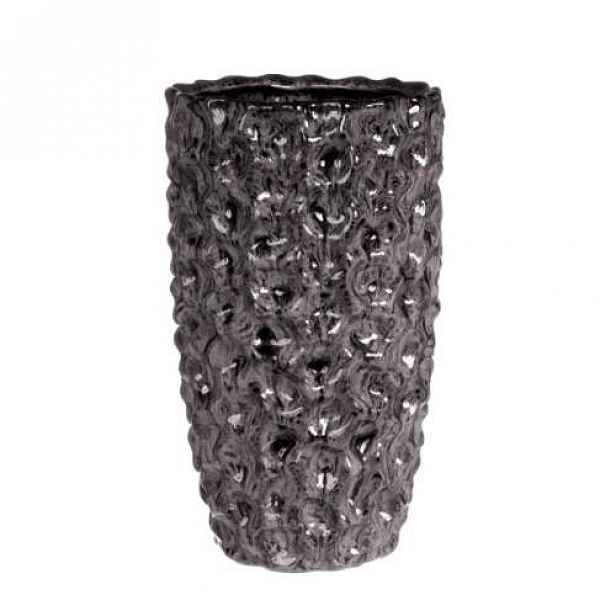 Váza válec DENTED keramika glazovaná šedá 25cm