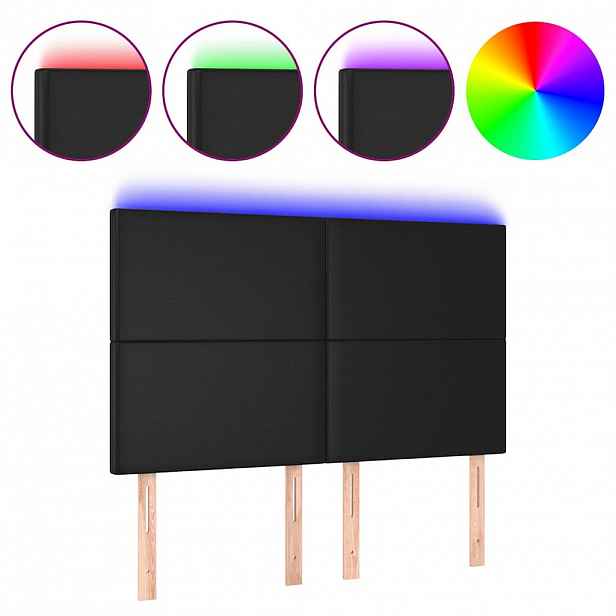 vidaXL Čelo postele s LED černé 144x5x118/128 cm umělá kůže