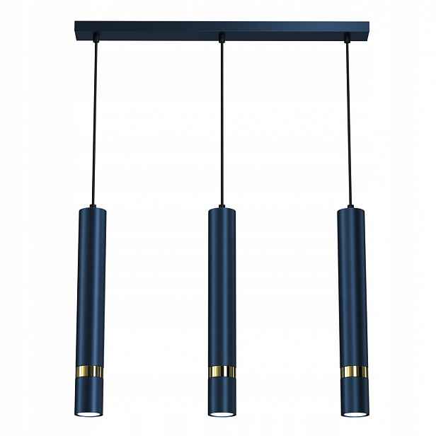 Závěsná lampa Joker Modrá Zlatá Tuby 3xGU10 60x80 cm Stropní Svítidlo Dům