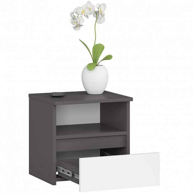 RAUMHIRSCH FURNITURE NOČNÍ STOLEK grafitově šedý, bílý 40/40/35