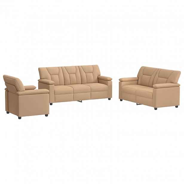 vidaXL Set pohovek 3 pcs Cappuccino Umělá kůže