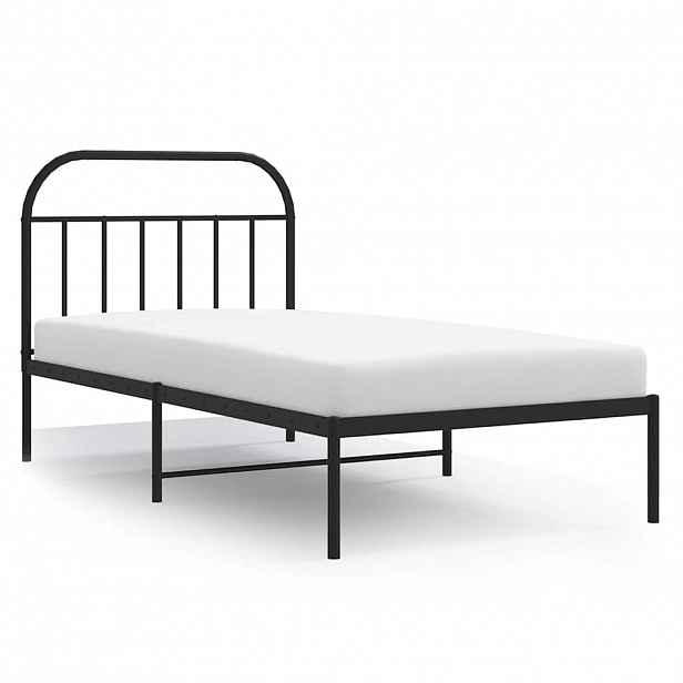 vidaXL Kovový rám postele s čelem černý 100 x 200 cm