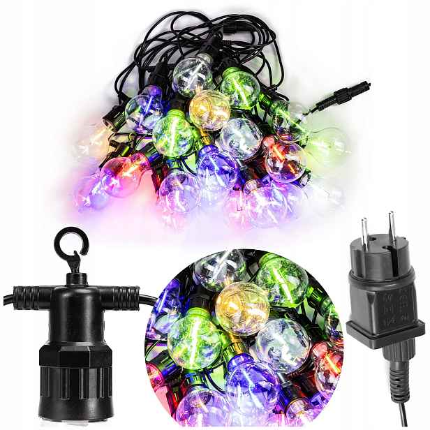 Girlanda Žárovky 20 Led Multicolor Venkovní Osvětlení Na Elektřinu