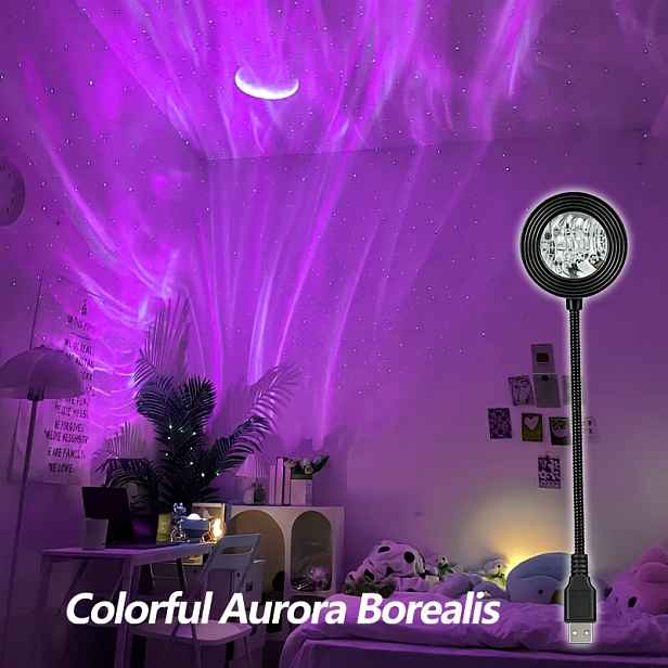 TEMU LED lampička s vodní vlnou, USB lampička s 7barevnou RGB projekcí světelného proudu, nastavitelný jas, vhodná pro dekoraci ložnice, ideální pro