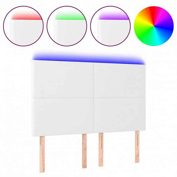 vidaXL Čelo postele s LED bílé 144x5x118/128 cm umělá kůže