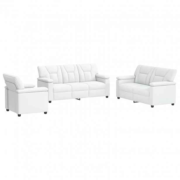 vidaXL Set pohovek 3 pcs Bílá Umělá kůže