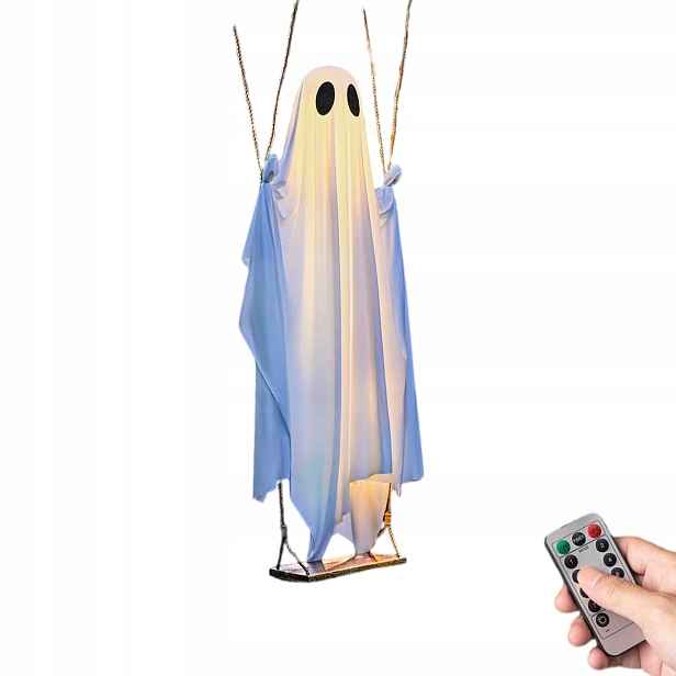 Halloweenský Duch Závěsný Svítící Led Na Houpačce Dekorace 150 CM