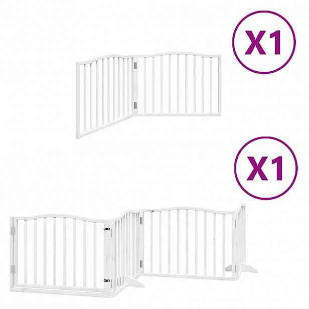 vidaXL Zábrana pro psy s dvířky skládací 6 panelů bílá 480 cm topol
