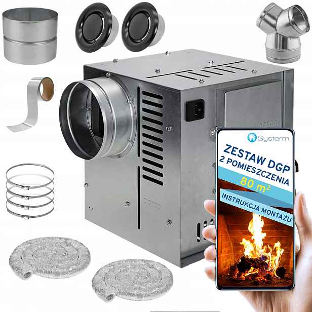 Krbová Turbína Krbový ventilátor Set Dgp 2 místnosti 80 m2