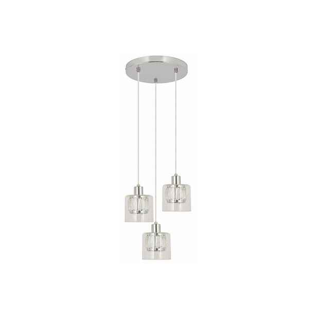 Dekorativní závěsná lampa glamour chrom skleněné stínítko trojitá Reality