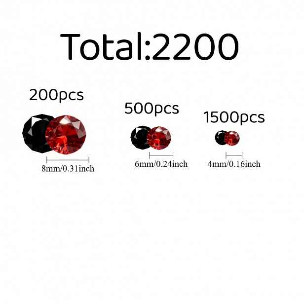 TEMU 2200 ks černých a červených umělých diamantů, vhodné pro plnění váz, domácí dekorace, svatby, výplně do váz pro středové dekorace, diamanty,