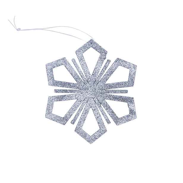 Vánoční ozdoba vločka II, pr. 15 cm, stříbrná, překližka, venkovní