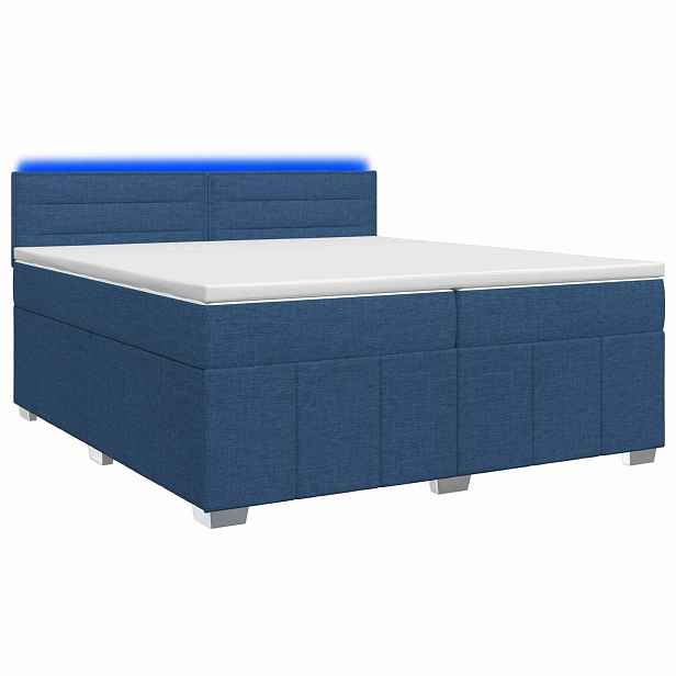 vidaXL Postel boxspring s matrací s čelo Modrá 200 x 200 cm Textil