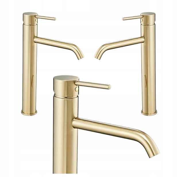 2x Stojící umyvadlová baterie Baterie Lungo Gold Zlatá v lesku Rea
