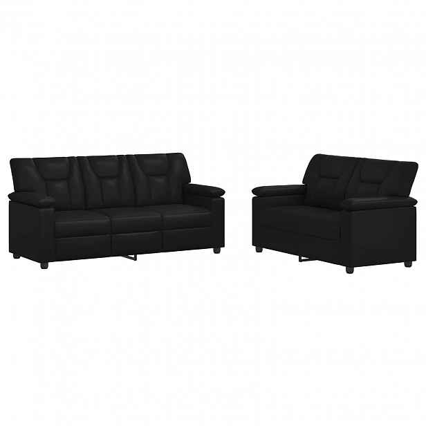 vidaXL Set pohovek 2 pcs Černá Umělá kůže