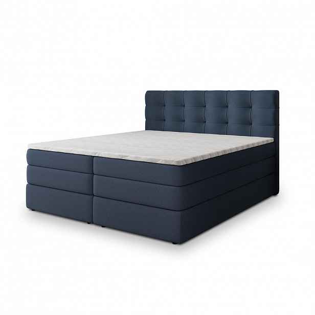 MASSENO POSTEL BOXSPRING AREZI 180x200 cm, s matrací a úložným prostorem, modrá