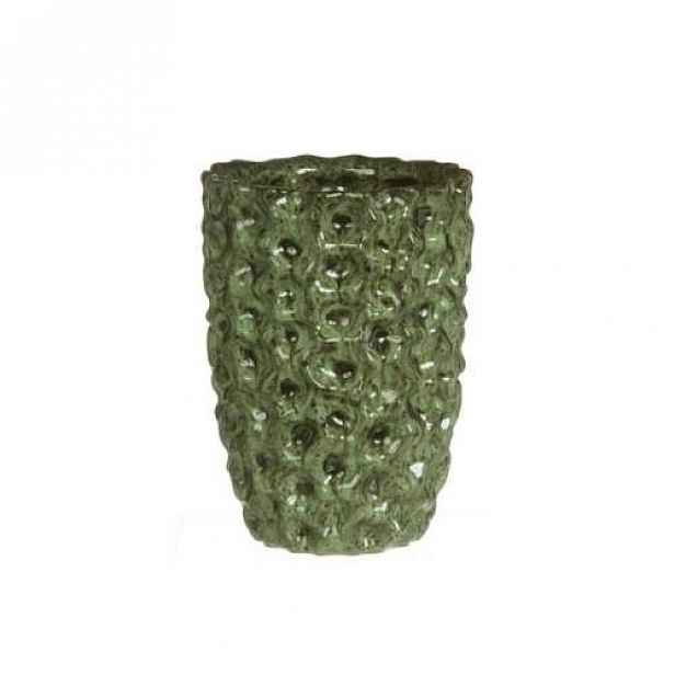Váza válec DENTED keramika glazovaná zelená 20cm