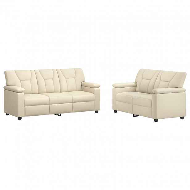 vidaXL Set pohovek 2 pcs Krémová Umělá kůže