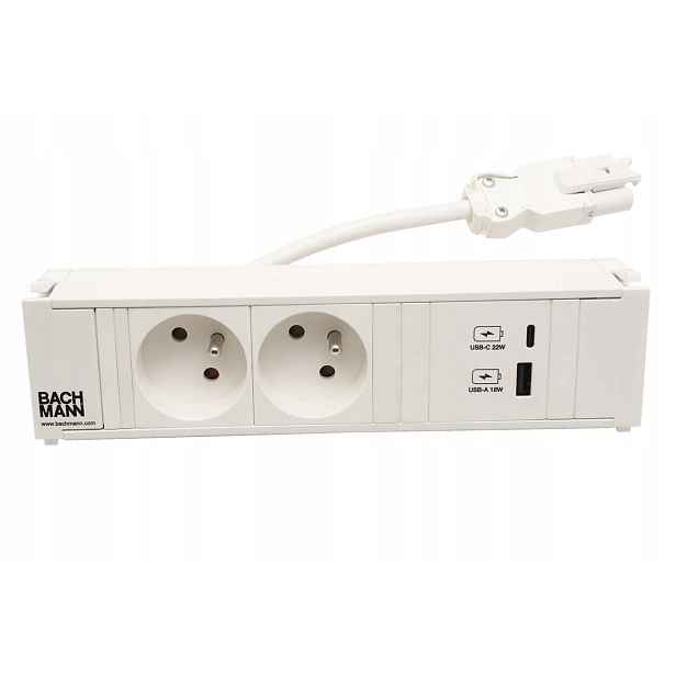Bachmann Coni, box 3 moduly,2x zás. CZ+zdroj 22W(USB A+c), bílý+bílé moduly