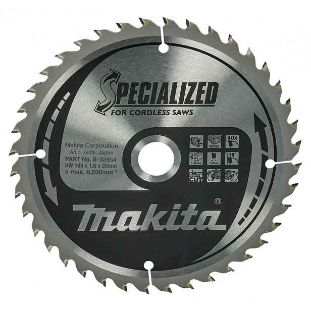 Makita - Pilový kotouč na dřevo 165x20 mm, 40 zubů B-32954