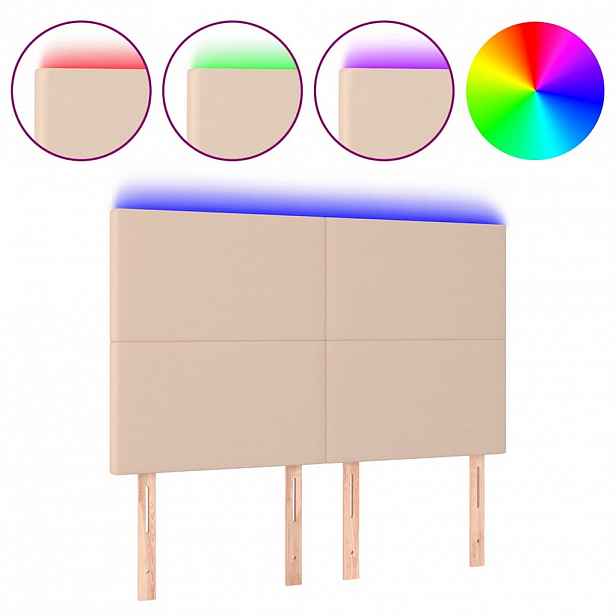 vidaXL Čelo postele s LED cappuccino 144x5x118/128 cm umělá kůže