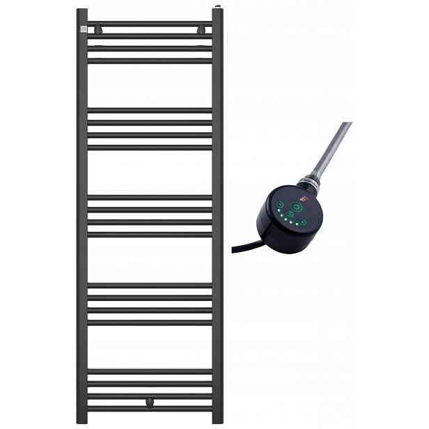 Žebříkový Radiátor Do Koupelny 140/50 cm Černý Peutro Elektrická Topná Tyč Up&down