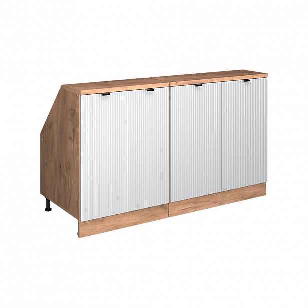 Vicco SADA SKŘÍNÍ PRO ŠIKMOU STŘECHU Rion Bílé zvlnění 140 cm Sada 2 korpusů skříně hloubka 60 cm