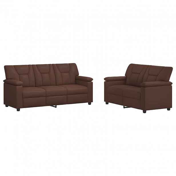 vidaXL Set pohovek 2 pcs Hnědá Umělá kůže