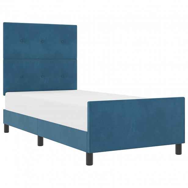 vidaXL Postel s boxspringem s čelo Tmavě modrá 100 x 200 cm samet
