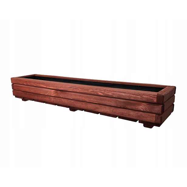 Dřevěný velký Zahradní Květináč 118/25/20 cm, červený, impregnovaný, ozdobný