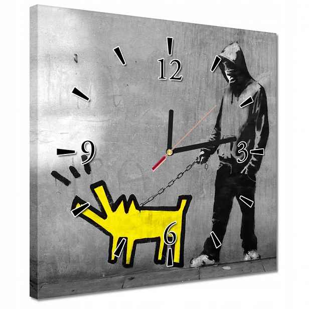 Hodiny 30x30 Banksy pejsek