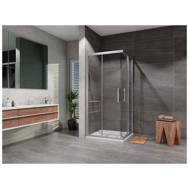 Kout sprchový Lansanit Terni CF 800×800 mm chrom/čiré sklo