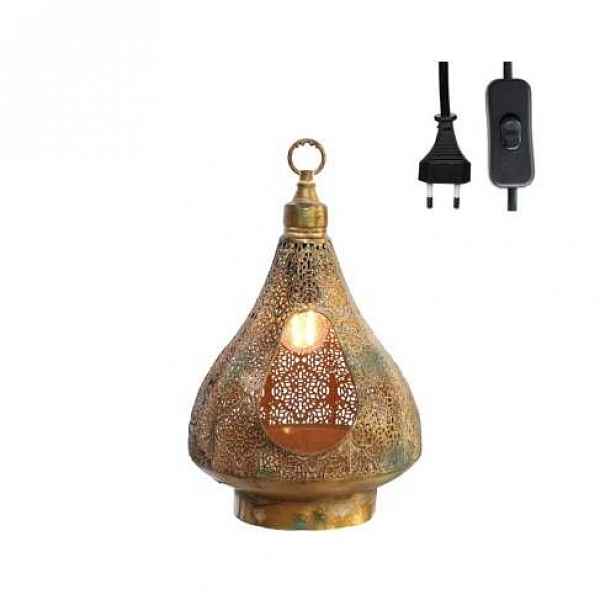 Lampa stolní/závěsná MAROKO s otvorem kov zlatá 34cm